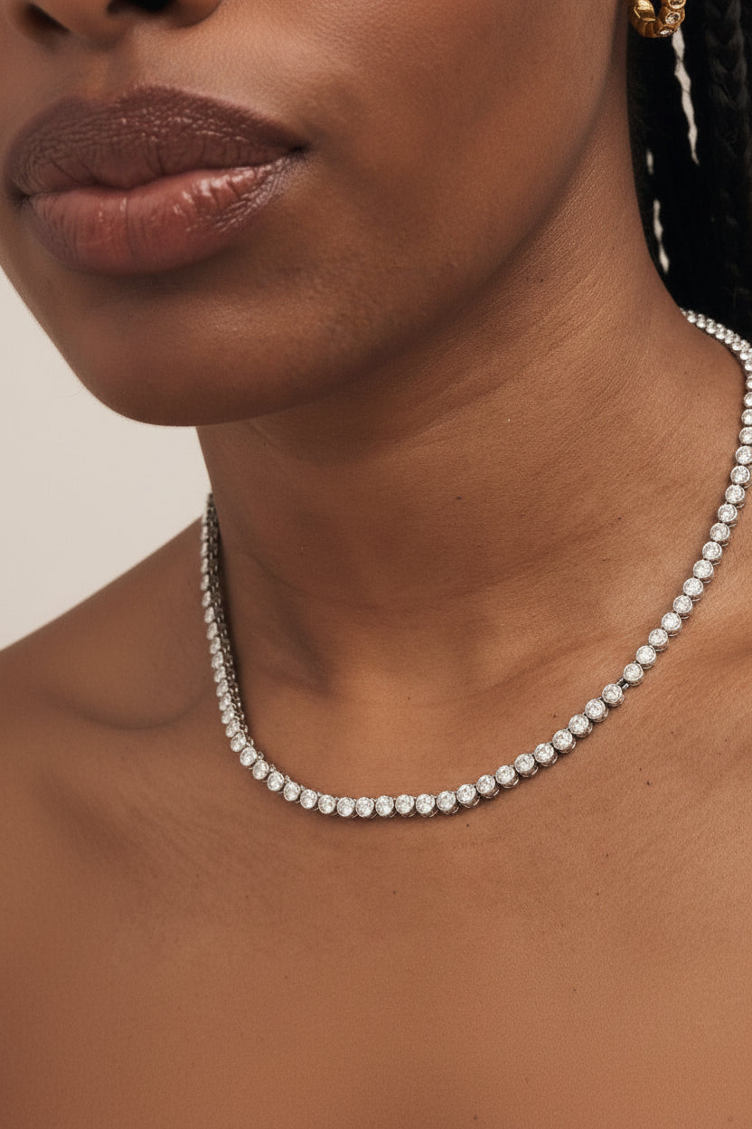 Sienna Tennis Necklace 40cm Silver Stainless Steel Women