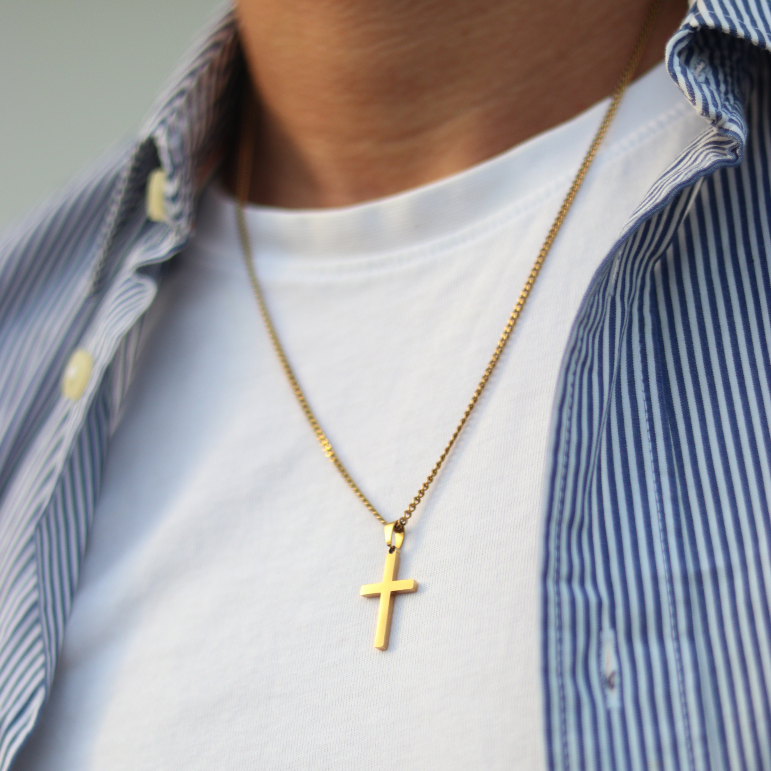 Cross Chain Pendant Gold Stainless Steel