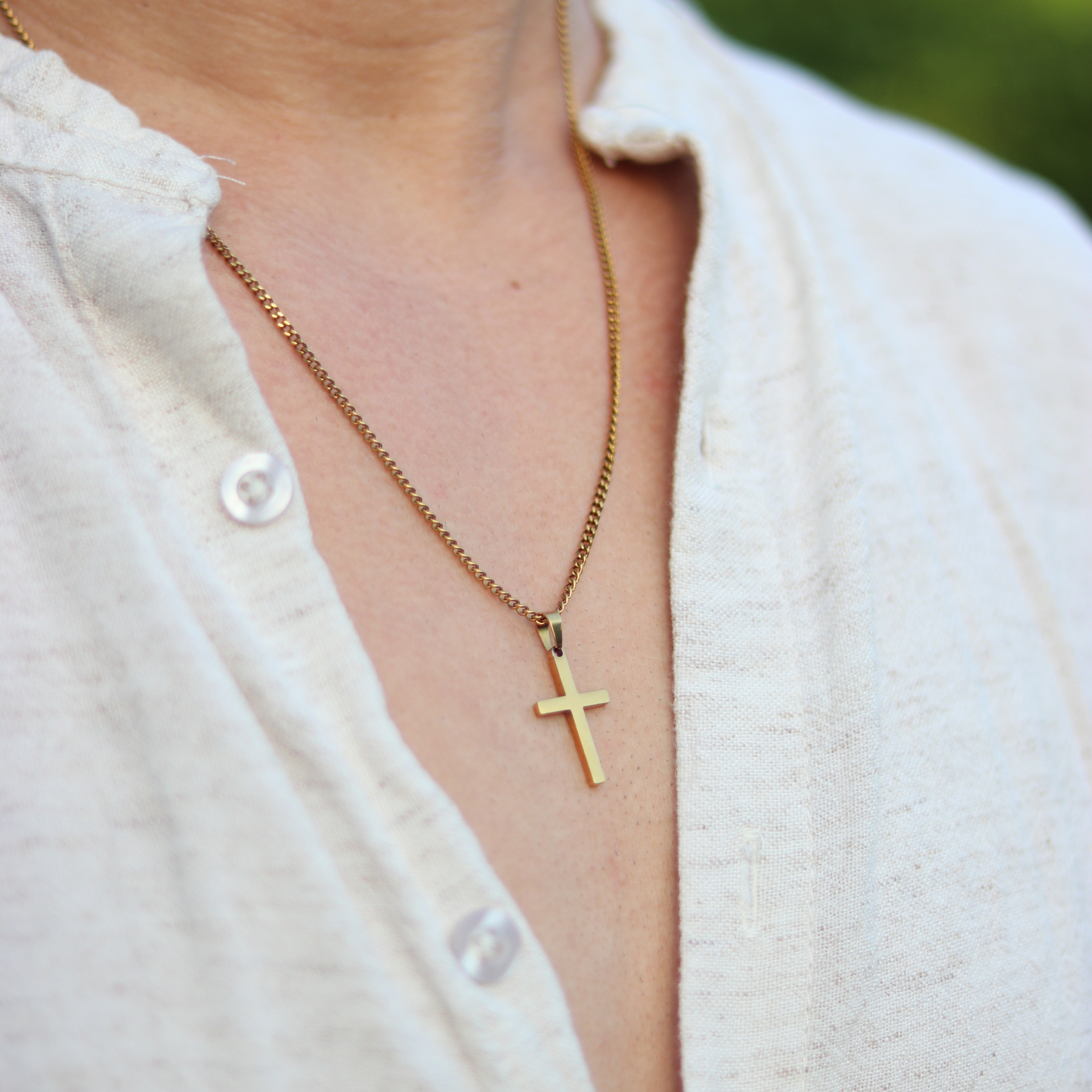 Cross Chain Pendant Gold Stainless Steel